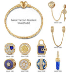 Sterling Silver Enchanted Treasure Curated Charm Bracelet Set with 14K Gold Plating (Includes Bracelet And All Charms Shown)