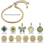 Sterling Silver Spring Vibe Adjustable Charms Bracelet Set In 14K Gold Plated (Includes bracelet and all charms shown)