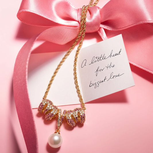 gona- Sterling Silver Coeur Script Pearl Pendant Necklace In 14K Gold Plated