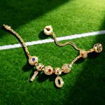 2026 Global Soccer Championship Custom 2-Digit Number Charm Bracelet Deluxe Set in Tarnish-Resistant Silver with 14K Gold Plating (Includes Bracelet And All Charms Shown)
