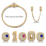 2026 Global Soccer Championship Custom 2-Digit Number Charm Bracelet Deluxe Set in Tarnish-Resistant Silver with 14K Gold Plating (Includes Bracelet And All Charms Shown)