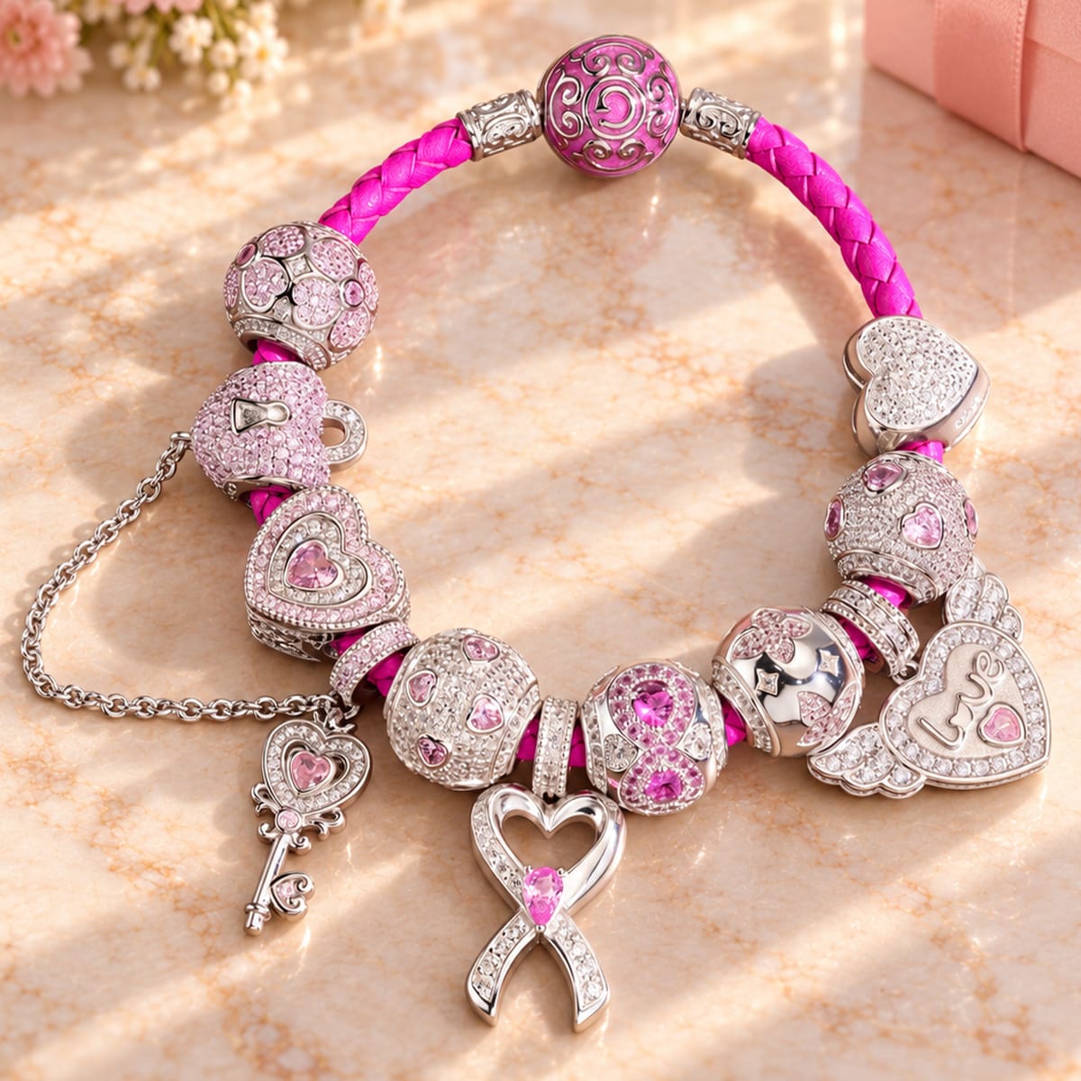 Sterling Silver Timeless Love Charm Bracelet Set (Includes Bracelet And All Charms Shown)
