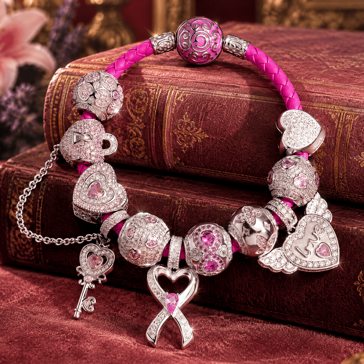 Sterling Silver Timeless Love Charm Bracelet Set (Includes Bracelet And All Charms Shown)
