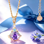 Sterling Silver Wonderland Fairy Dress Crystal Pendant Necklace In 14K Gold Plated