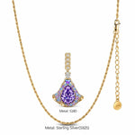 Sterling Silver Wonderland Fairy Dress Crystal Pendant Necklace In 14K Gold Plated