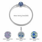 Sterling Silver Tree of Rebirth Charms Bracelet Set With Enamel In White Gold Plated (Includes bracelet and all charms shown)