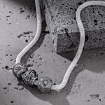 Sterling Silver Berserker Rage XL Size Charms Necklace Set With Enamel In Silver Plated For Men