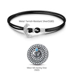 Sterling Silver Anchor Leather Charms Bracelet Set In Blackened 925 Sterling Silver Plated (Includes bracelet and all charms shown)