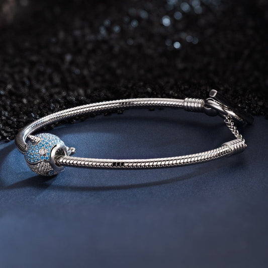 gon- Sterling Silver Narwhal Charms Bracelet Set In White Gold Plated (Includes bracelet and all charms shown)