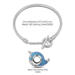 Sterling Silver Narwhal Charms Bracelet Set In White Gold Plated (Includes bracelet and all charms shown)