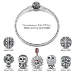 Sterling Silver Skeleton Tribe Charms Bracelet Set With Enamel In White Gold Plated