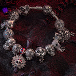 Sterling Silver The Lost Ghostdom Charms Bracelet Set With Enamel In Blackened 925 Sterling Silver