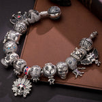 Sterling Silver The Lost Ghostdom Charms Bracelet Set With Enamel In Blackened 925 Sterling Silver