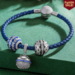 Sterling Silver Snowy Melody Charms Bracelet Set With Enamel In White Gold Plated (Includes bracelet and all charms shown)