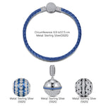 Sterling Silver Snowy Melody Charms Bracelet Set With Enamel In White Gold Plated