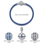 Sterling Silver Snowy Melody Charms Bracelet Set With Enamel In White Gold Plated (Includes bracelet and all charms shown)