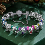 Sterling Silver 12 Month Birthstone Lovely Axolotl Animals Charms Bracelet Set With Enamel In White Gold Plated - Heartful Hugs Collection (Includes bracelet and all charms shown)