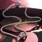 Sterling Silver Stained Glass Window Charms Necklace Set With Enamel In White Gold Plated