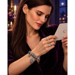 Limited Edition Flash Sale: Sterling Silver Shadowed Skull Kingdom Charms Bracelet Set With Enamel In White Gold Plated (Includes bracelet and all charms shown)