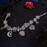 Sterling Silver Ghostly Darkness Charms Bracelet Set In Blackened 925 Sterling silver Plated