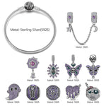 Limited Edition Flash Sale: Sterling Silver Midnight Wraith Charms Bracelet Set With Enamel In White Gold Plated (Includes bracelet and all charms shown)