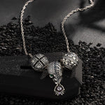 Sterling Silver Spectral Shine Charms Necklace Set With Enamel In White Gold Plated