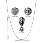 Sterling Silver Spectral Shine Charms Necklace Set With Enamel In White Gold Plated