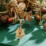 Sterling Silver Fortune Circle Necklace Set In 14K Gold Plated