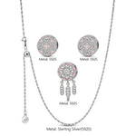 Sterling Silver Adjustable Rope Chain Necklace with Slider Clasp Dreamy Starlight Charms Necklace Set With Enamel In White Gold Plated