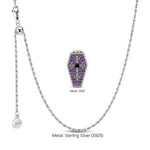 Sterling Silver Gothic Fleur-de-Lis Purple Pavé Coffin Curated Charm Necklace Set (Includes Necklace And All Charms Shown)