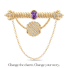 Amethyst Tarnish-Resistant Silver Interchangeable Charm Holder Brooch with Versatile Archway in 14K Gold Plated for Custom Jewelry Styling