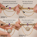 Amethyst Tarnish-Resistant Silver Interchangeable Charm Holder Brooch with Versatile Archway in 14K Gold Plated for Custom Jewelry Styling