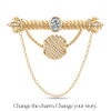 White Zircon Tarnish-Resistant Silver Interchangeable Charm Holder Brooch with Versatile Archway in 14K Gold Plated for Custom Jewelry Styling