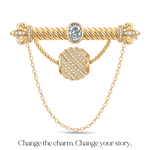 White Zircon Tarnish-Resistant Silver Interchangeable Charm Holder Brooch with Versatile Archway in 14K Gold Plated for Custom Jewelry Styling