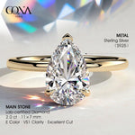 2ct Pear Lab-Grown Diamond Solitaire Ring with Claw Setting In Sterling Silver (Includes IGI Certification from International Gemological Institute)