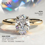 2ct Oval Lab-Grown Diamond Solitaire Ring with Claw Setting In Sterling Silver (Includes IGI Certification from International Gemological Institute）