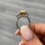 Sunlit Pear Trilogy - 3.0 ct Pear Brilliant Cut Lab-Grown Fancy Intense Yellow Diamond Three-Stone Ring with Pear Diamond Side Stones In Tarnish-resistant Silver (Includes IGI Certification from International Gemological Institute)