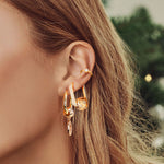 Golden Clover Tarnish-resistant Silver Charms Earrings Set with Sterling Silver Ear Post In 14K Gold Plated