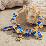 Sterling Silver Oceanic Depths Beauty Charms Bracelet Set With Enamel In 14K Gold Plated (Includes bracelet and all charms shown)