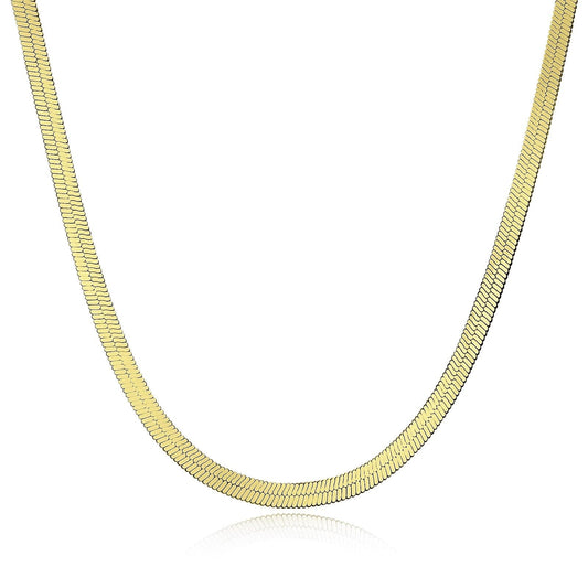 gona- Sterling Silver Flexible Snake Necklace Chain In 14K Gold Plated