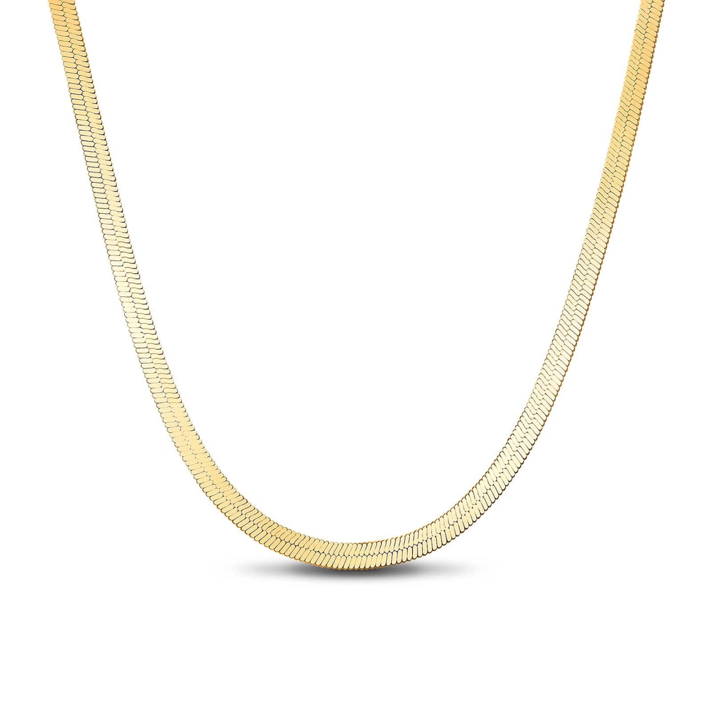 Sterling Silver Flexible Snake Necklace Chain In 14K Gold Plated