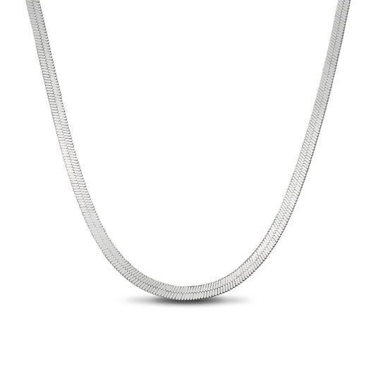 gona- Sterling Silver Flexible Snake Chain Necklace In White Gold Plated