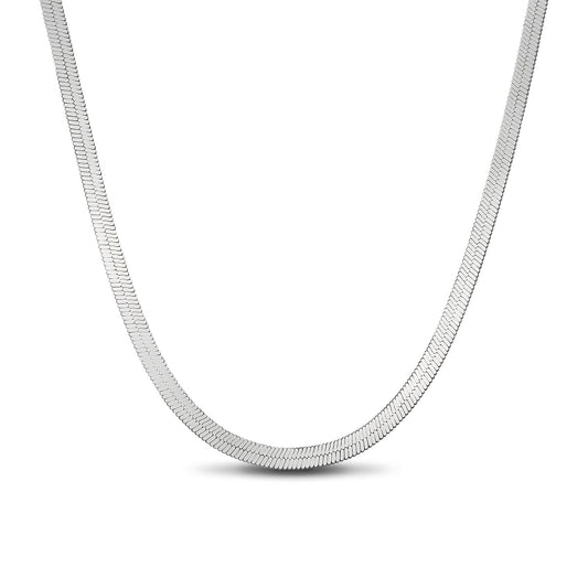 gon- Sterling Silver Flexible Snake Chain Necklace In White Gold Plated
