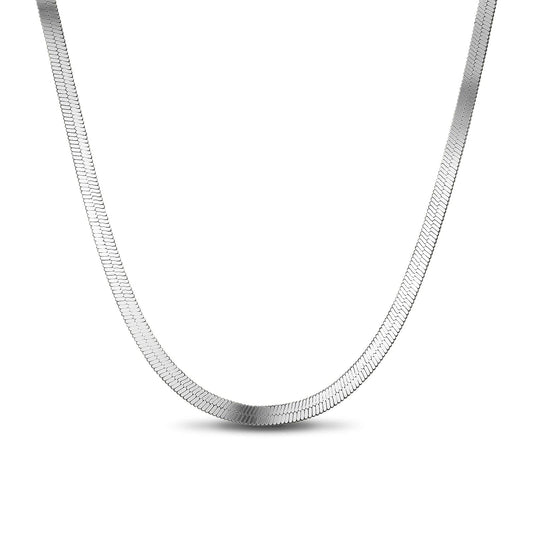 gon- Sterling Silver Flexible Snake Chain Necklace In White Gold Plated
