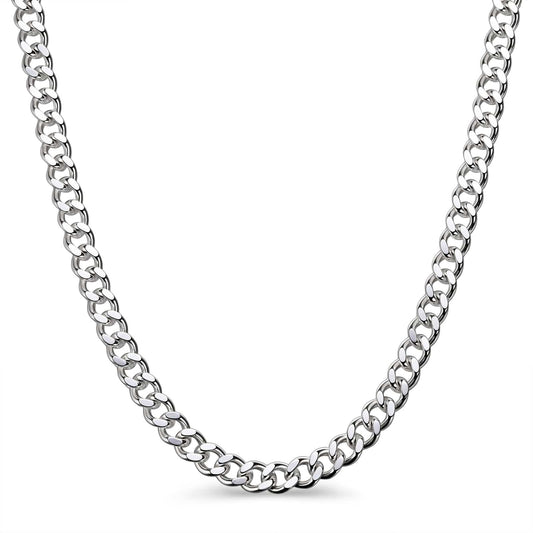 gona- Sterling Silver Classic Chain Necklace In White Gold Plated