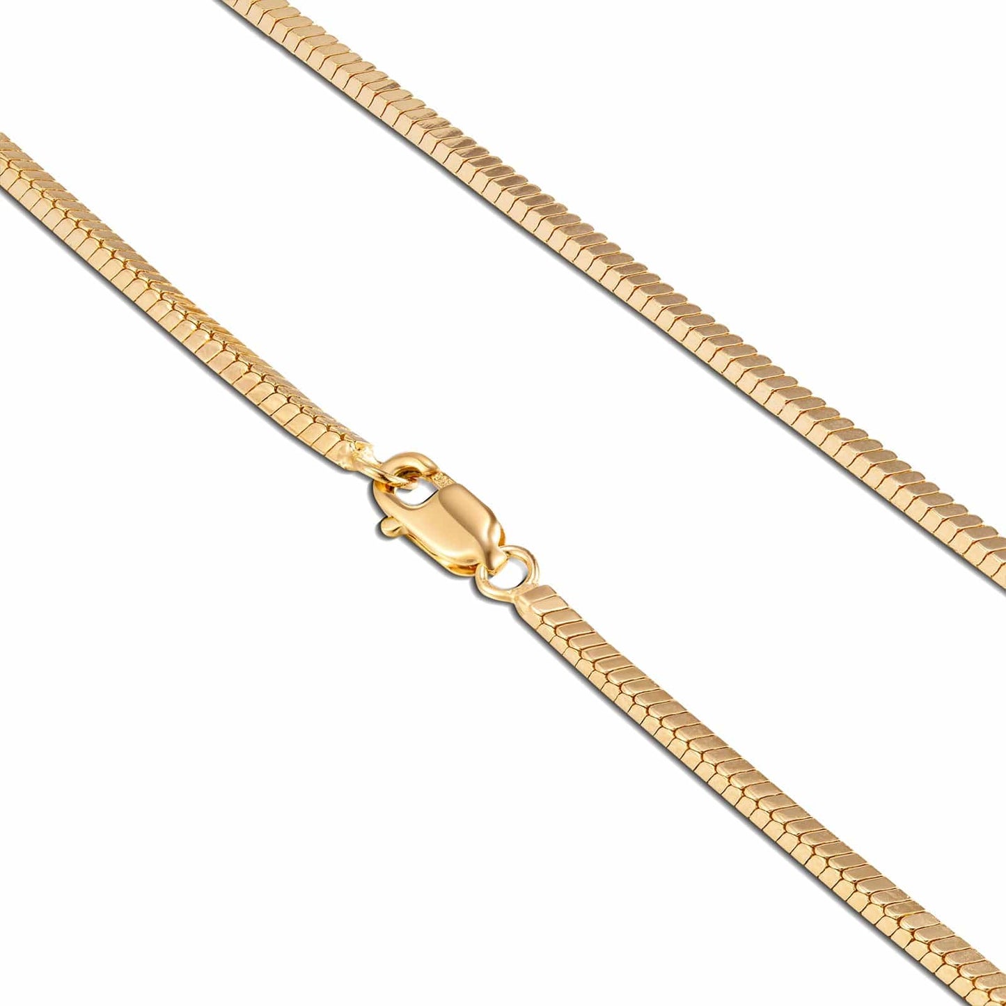 Sterling Silver Flexible Snake Chain Necklace In 14K Gold Plated