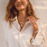 Sterling Silver Seashell Journey Charms Earrings Set With Enamel In 14K Gold Plated
