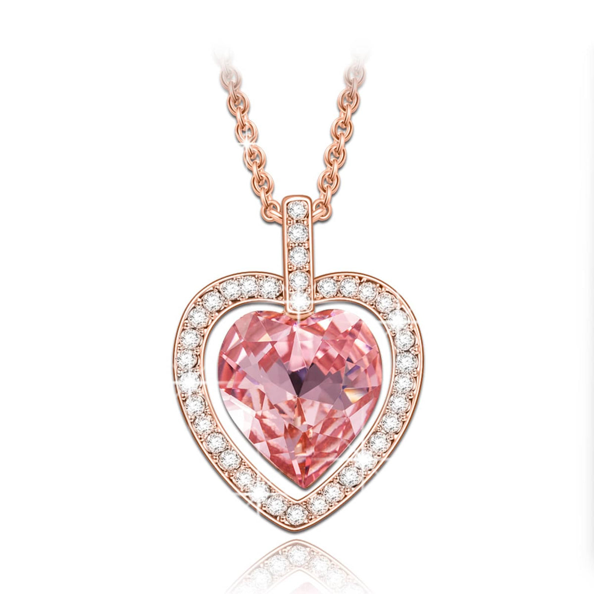Exclusive Gift Offer: Spend $99+ to Get This Rosy Swarovski Crystal Heart Pendant Necklace with Rose Gold Plating for FREE (Ships With Order, No Need to Add to Cart)