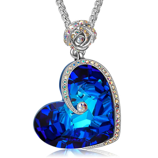 gona- Nautilus Ocean's Heart Tarnish-resistant Silver Necklace In White Gold Plated Created With Swarovski®