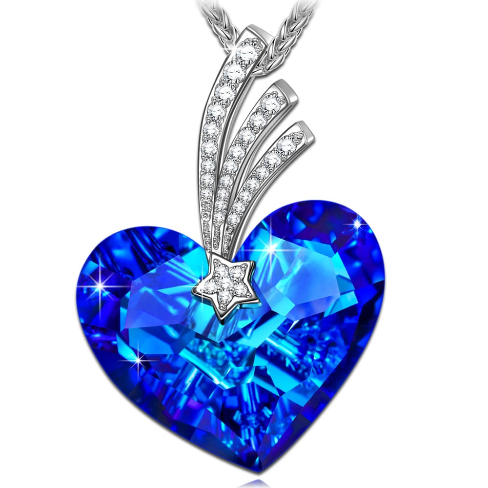 Exclusive Gift Offer: Spend $500+ in a Single Purchase to Get This Blue Heart Pendant Necklace with Swarovski® Crystals in White Gold Plated for FREE (Ships With Order, No Need to Add to Cart)